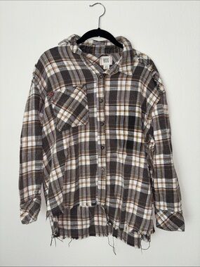 Urban Outfitters | BDG Plaid Flannel Shirt Jacket in Brown, Cream & Black